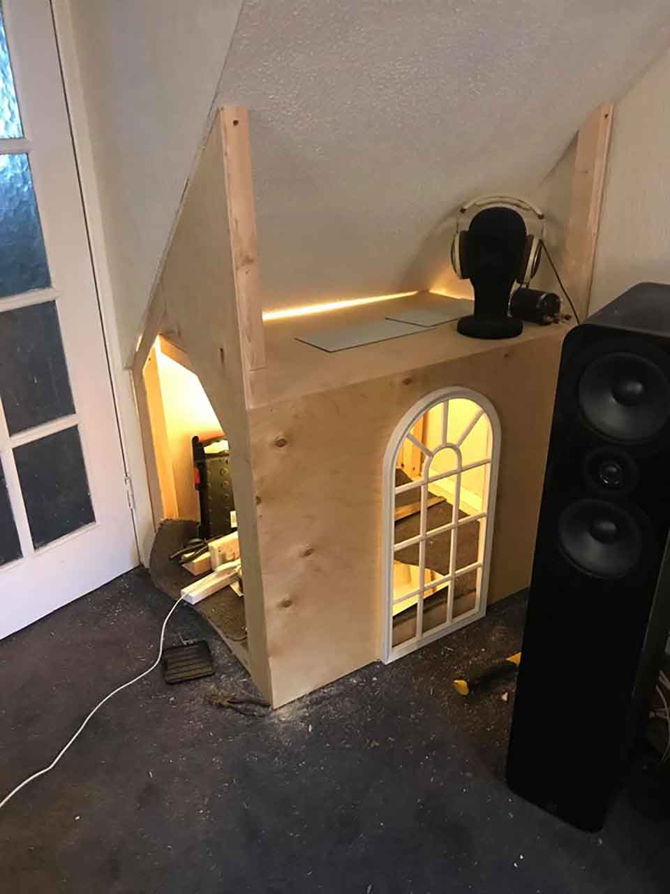 Owner dog corner build Buster Staffordshire Bull Terrier Sean Farrell boudoir 