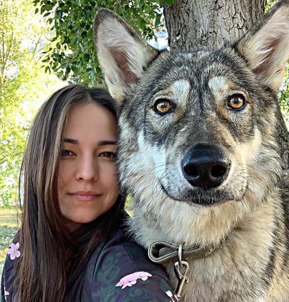 Woman adopts friendly wolf