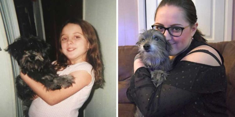 woman adopts dog abandoned childhood